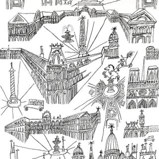 Schumacher Views of Paris Wallpaper in Black & White For Sale