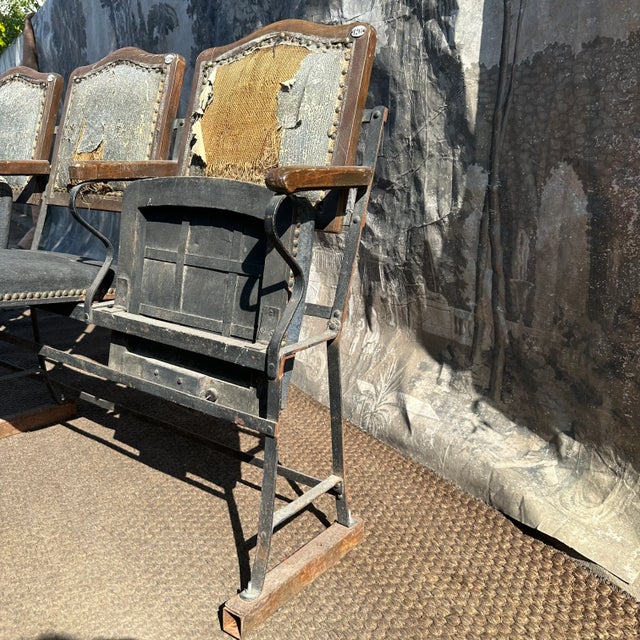Antique French Folding Cinema Bench, 1920s For Sale - Image 3 of 11