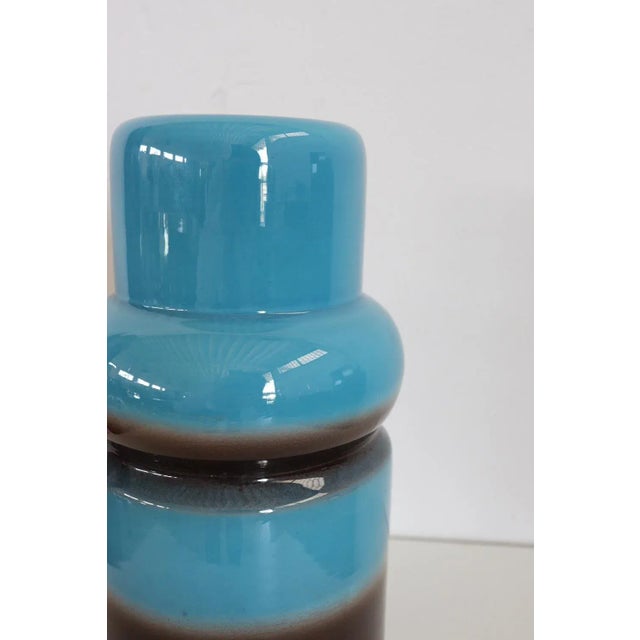 Artistic Vase in Blue and Brown Ceramic, 1970s For Sale - Image 4 of 7