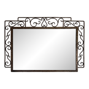 1930s French Art Deco Bronze Framed Wall Mirror