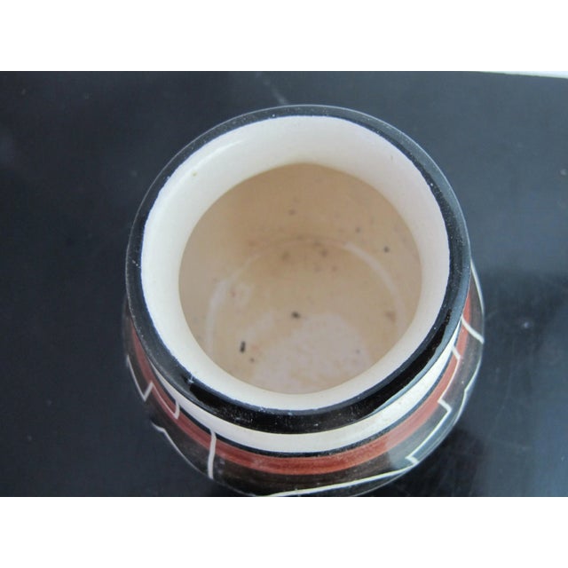 .Glazed Native American Pottery Vase With Geometric Design For Sale - Image 4 of 6