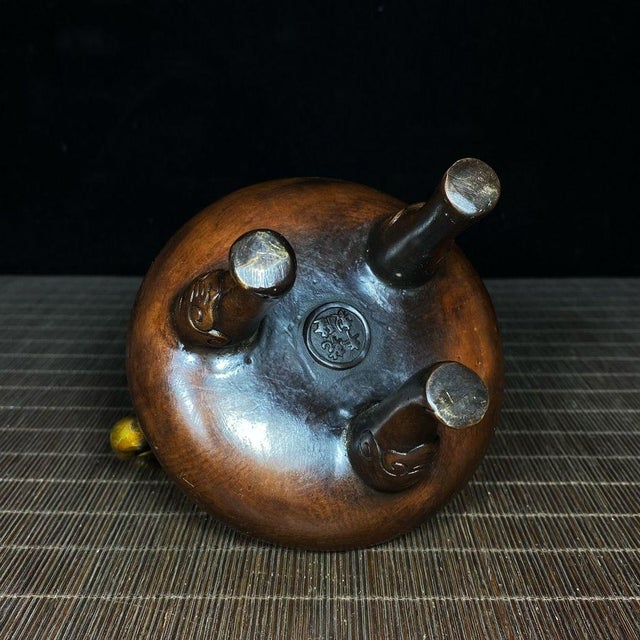 Vintage Gilt Bronze Tripod Censer - Imperial Incense Burner With Handles For Sale In Los Angeles - Image 6 of 9