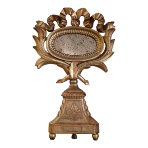 18th Century Italian Carved Gilt Wood Reliquary Mirror With Mercury Glass