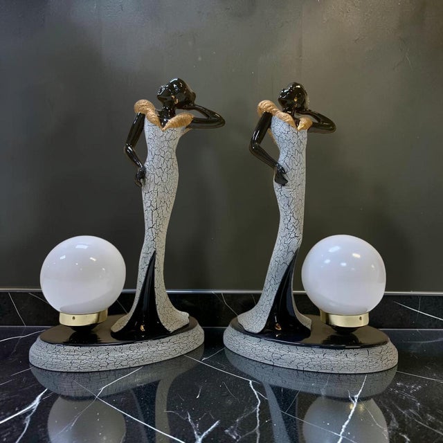 1980s Vintageour Girls Figurine Table Lamps - a Pair For Sale - Image 5 of 5