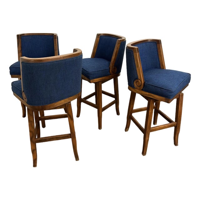 Set of 4 Mid 20th Century Swivel Bar Stools For Sale