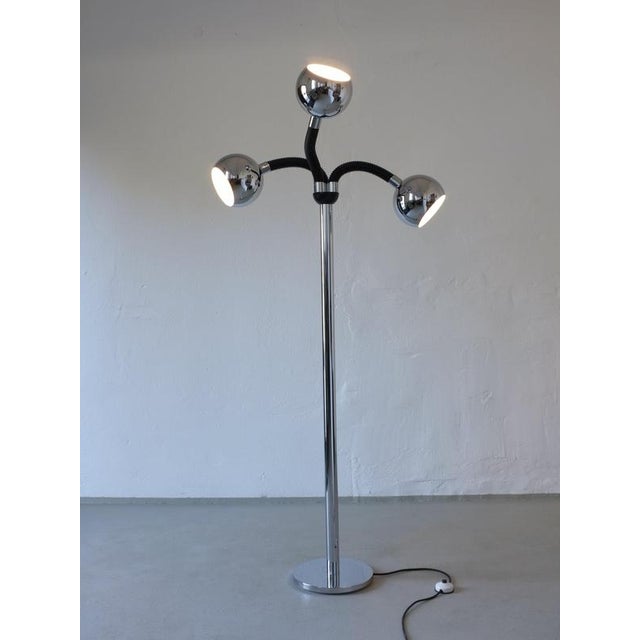 Space Age Chrome 3-Arm Floor Lamp, Italy, 1970s For Sale - Image 7 of 8