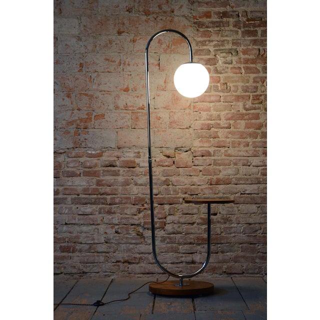 Brown Bauhaus Floor Lamp in Oak by R. Slezák from Slezak Factories, 1920s For Sale - Image 8 of 12