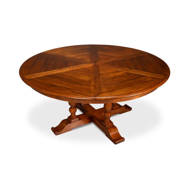 Wood English Round Dining Table - 84" For Sale - Image 7 of 12