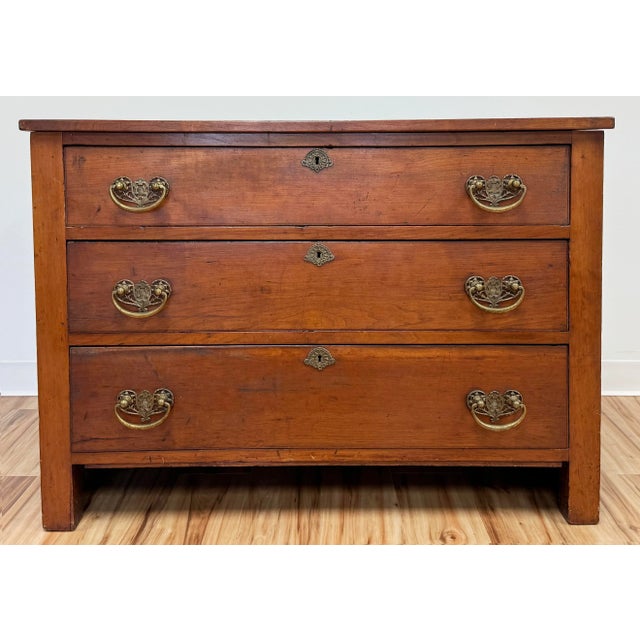 Mid-Century Modern Antique Three Drawer Commode Chest For Sale - Image 3 of 11