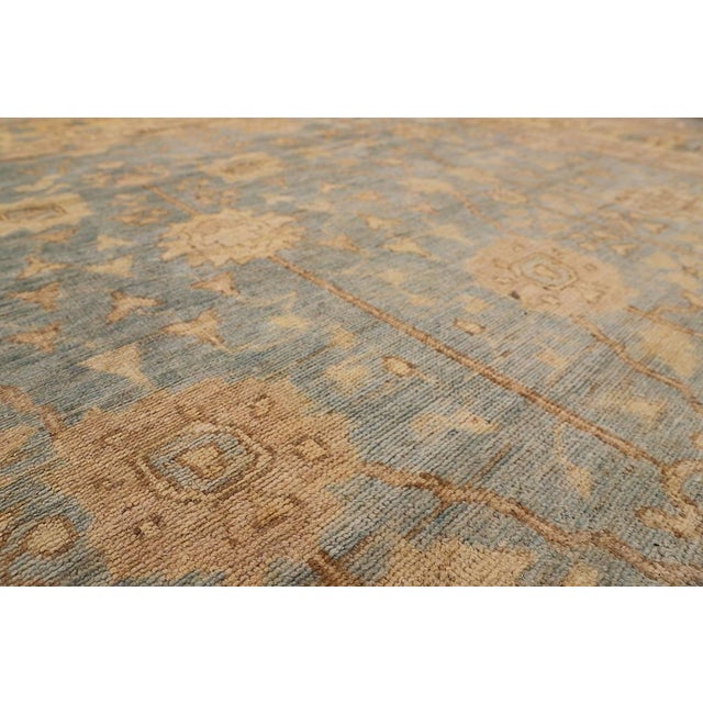 12'x15' Hand-Knotted Luxury Oushak Rug | Light Blue Floral, Organic Wool For Sale - Image 10 of 11