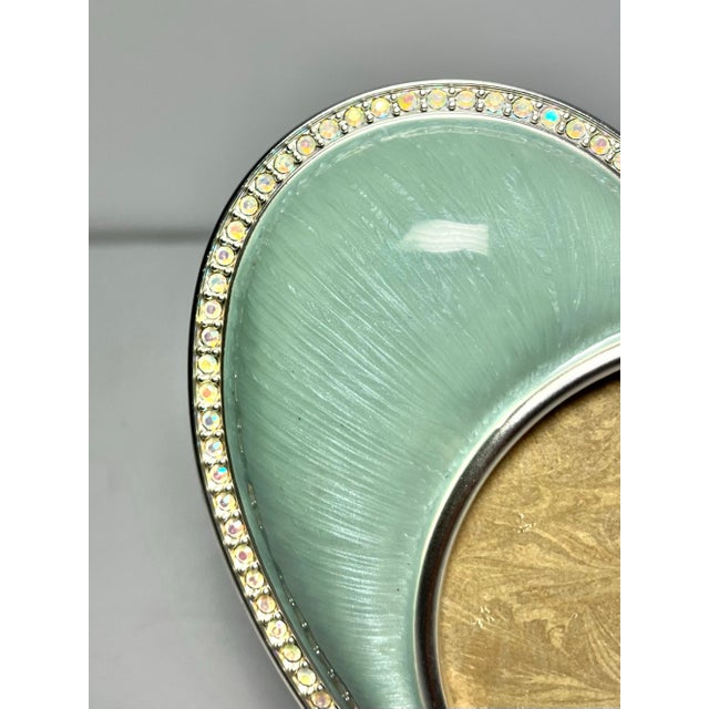 Contemporary Jay Strongwater Enamel & Crystal Baby Blue Pale Chantal Heart Picture Frame For Sale - Image 3 of 10