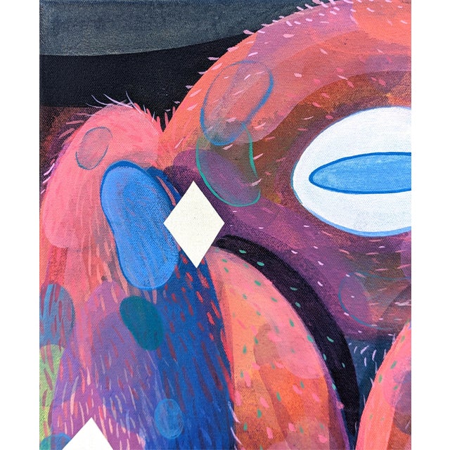 Cecilia Beaven Contemporary Abstract Pink and Blue Toned Biomorphic Rabbit Figure Painting, 2021 For Sale In Houston - Image 6 of 12