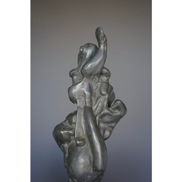 Gray Large Abstract Sculpture, 1960s, Lead on a Marble Base For Sale - Image 8 of 11