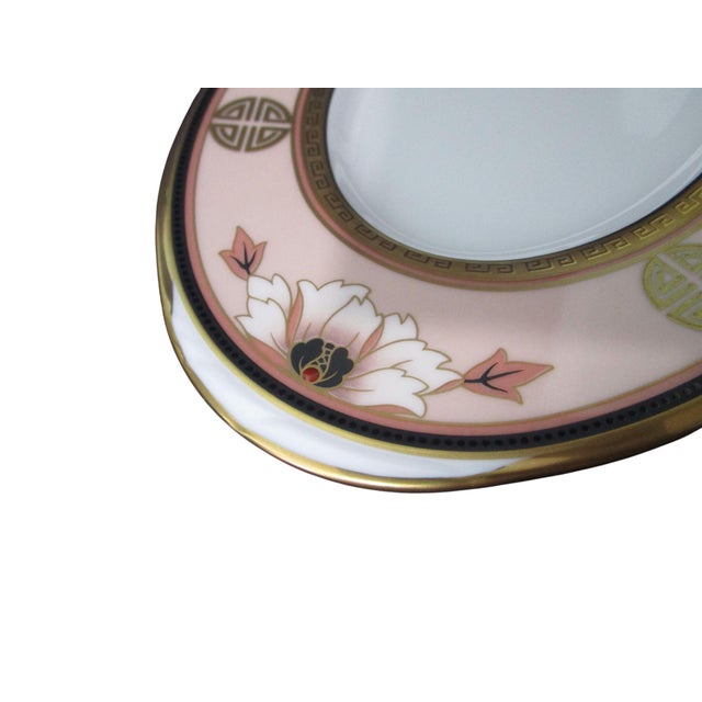 Vintage Noritake Commemoration Gravy Boat With Underplate Peach Gold Art Deco Retired For Sale - Image 10 of 11