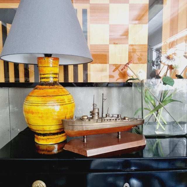Decorative Ship Model in Brass and Wood, 1930s For Sale - Image 3 of 15