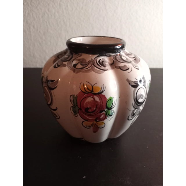 Contemporary Hand Painted Ceramic Melon Shaped Cachepot, Made in Portugal For Sale - Image 3 of 7