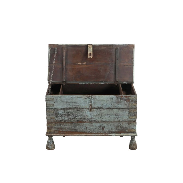 Antique Indian Painted Teakwood Blanket Chest For Sale - Image 4 of 5