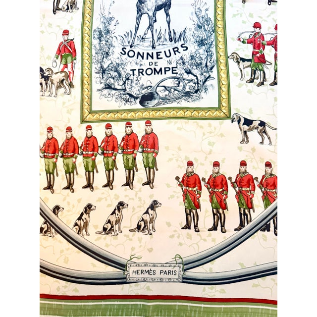 Hermes Sonneurs De Trompe Silk Scarf 1961 Designed by Françoise De La Perriere For Sale - Image 12 of 12