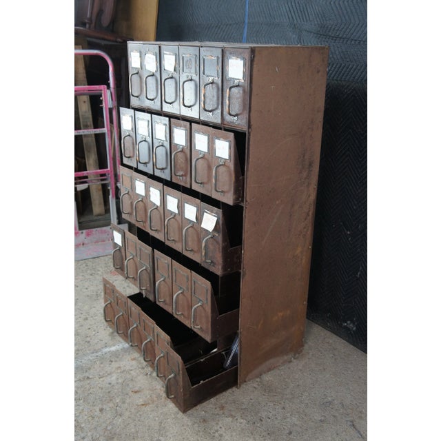 Metal Antique NCR National Cash Register Industrial Iron Steel Index File Cabinet For Sale - Image 7 of 12