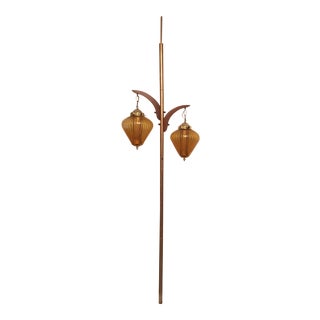 Vintage Mid-Century Modern Pole Glass Globe Lamp For Sale