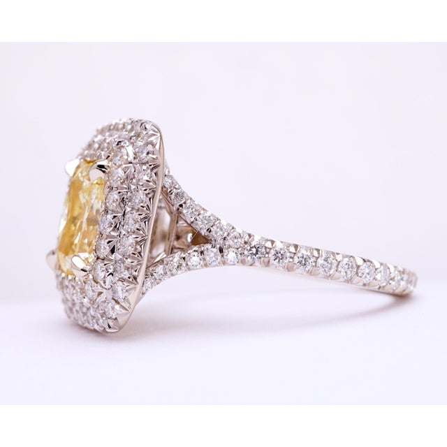 GIA Certified Fancy Yellow 2.03 Carat Diamond Engagement Ring For Sale In New York - Image 6 of 6