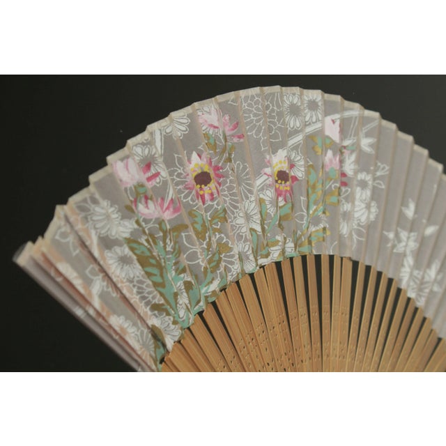 Faux Bamboo Framed Vintage Japanese Fan For Sale - Image 9 of 13