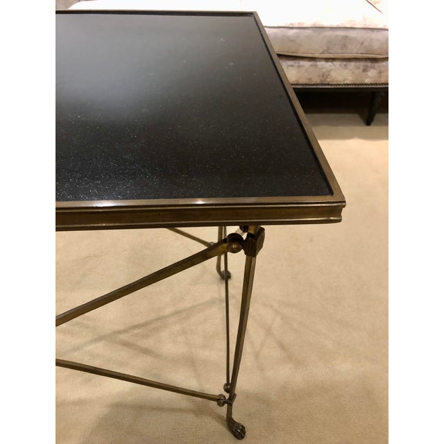 Campaign Style Marble Top Side Table | Chairish