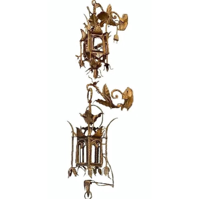 Metal Pair of 19th Century Italian Antique Lantern Sconces For Sale - Image 7 of 7