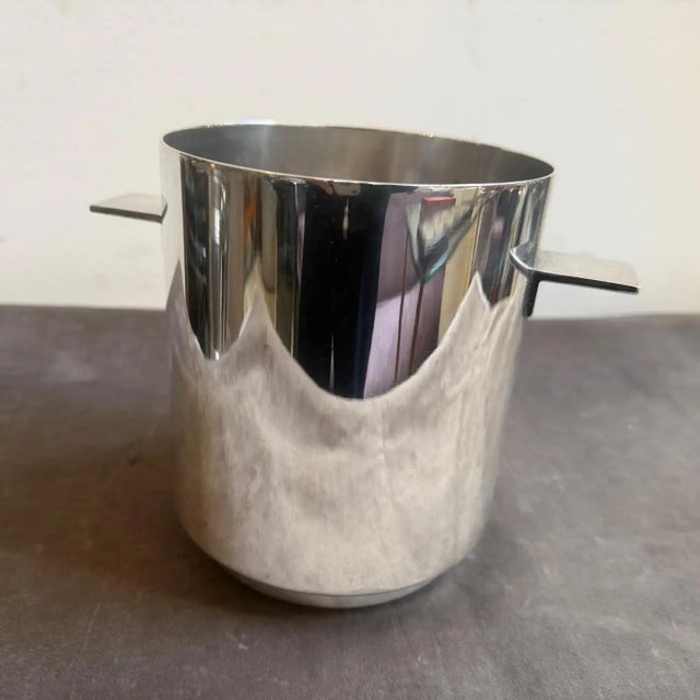 Metal 1970s Minimalist Silver Plated Ice Bucket by Lino Sabattini for Christofle For Sale - Image 7 of 12