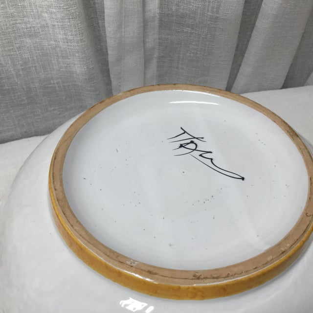 Orange Mid 20th Century Italian Salad Bowl Set in Glazed Terra Cotta With Orange Floral Design - 9 PCS For Sale - Image 8 of 11