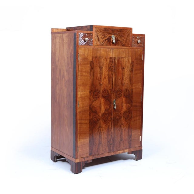 1920s French Style Art Deco Figured Walnut Cabinet with Macassar, 1925 For Sale - Image 5 of 15