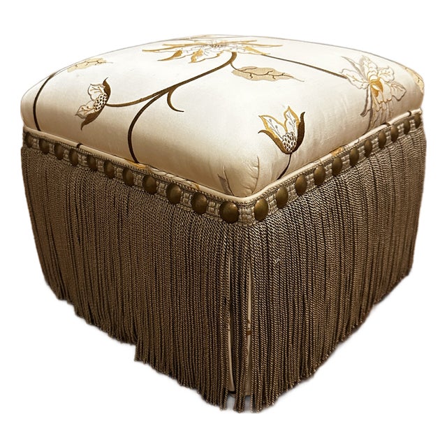 Tassel-Fringed Footstool For Sale
