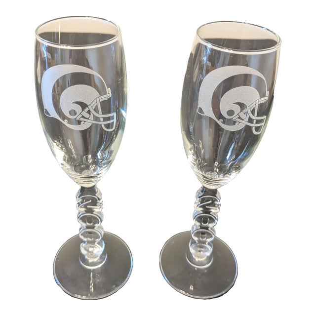 Vintage St. Louis Rams 2000 Super Bowl Era Champagne Flutes - A Pair For Sale