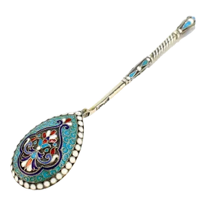 Antique Gustav Klingert Gilt Silver & Cloisonné Enamel Spoon