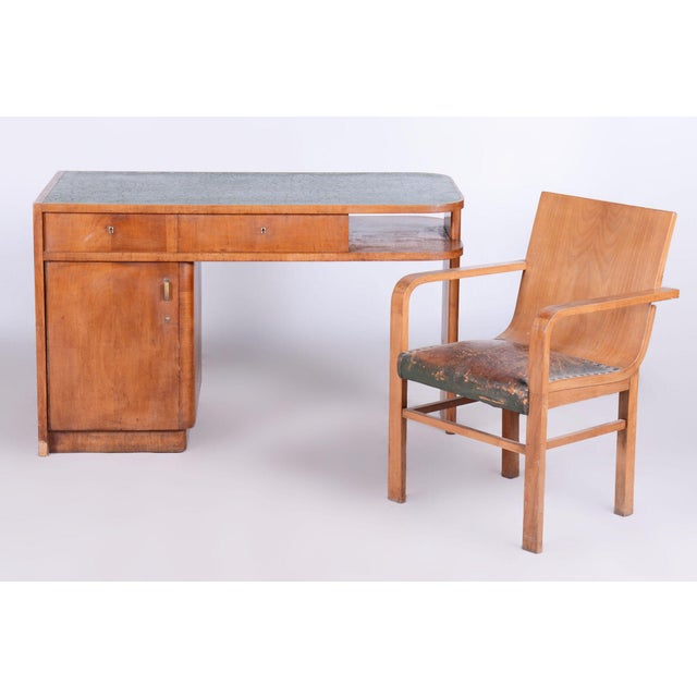 Czech Art Deco Cherry Writing Desk attributed to J. Halabala for Up Zavody, 1930s For Sale - Image 11 of 12