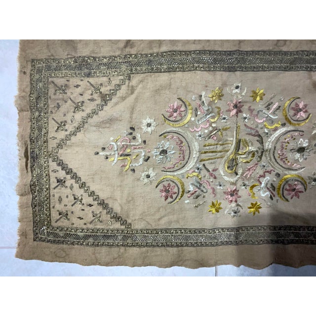 Antique Ottoman Turkish Tughra Embroidery Metallic Silver & Silk Thread For Sale - Image 13 of 18