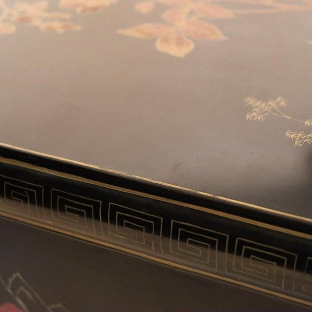 Early 20th Century Chinese Ebonized & Gilt Credenza With Figural & Floral Soap Stone Inlay 20thC For Sale - Image 15 of 17