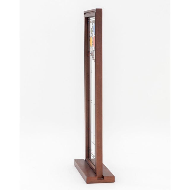 After Frank Lloyd Wright Standing Modern Art Glass Panel For Sale In New York - Image 6 of 9