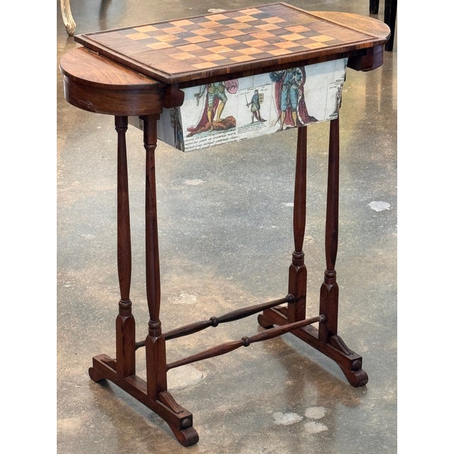 Brown 19th Century Rosewood Game Table With Chessboard Top and Playing Card Drawer For Sale - Image 8 of 12