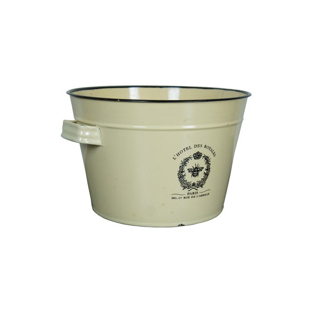 Campaign Mid 20th Century l'Hotel Des Royales Paris France Bumblebee Enameled Champagne Ice Bucket For Sale - Image 3 of 11
