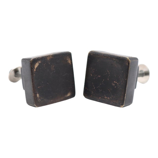Pair of Modern Oil Rubbed Bronze Square Cabinet Drawer Knobs For Sale