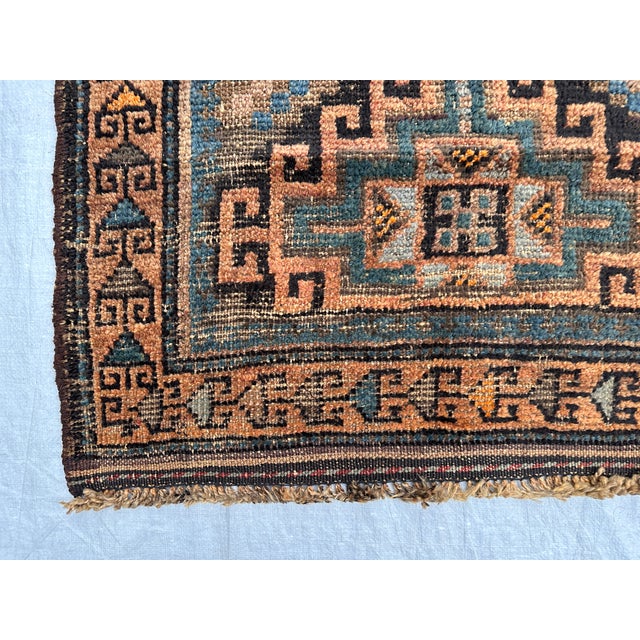 1970s Antique Timuri Baluch Stepped Medallion Tribal Mat - 2'11" X 2'5" For Sale - Image 5 of 8
