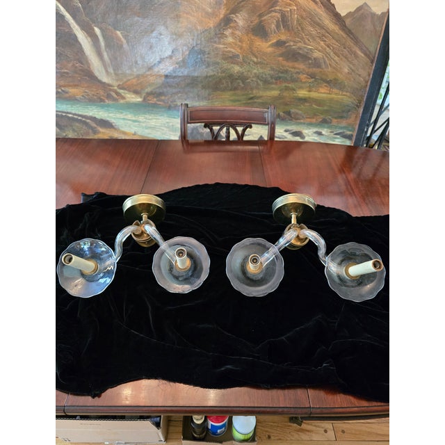 Mid Century Murano Style Venetian 1950s Pair Sconces For Sale - Image 14 of 16