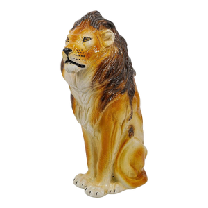 Mid 20th Century Italian Majolica Pottery Guardian Lion Statue