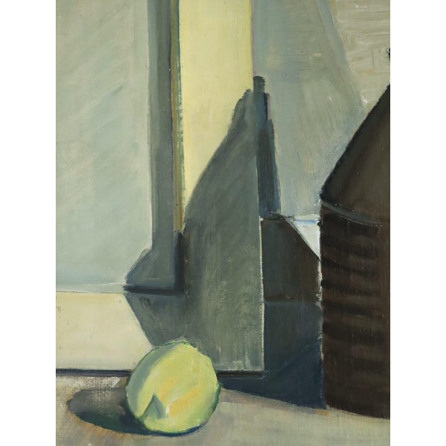 1957 Mid-Century Modern 'Jug & Lemon' Vintage Original Still Life Oil Painting, Framed For Sale - Image 10 of 13
