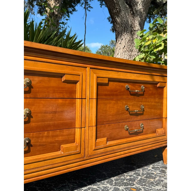 Vintage Thomasville Campaign-Style Dresser | Six-Drawer Walnut Chest For Sale In Tampa - Image 6 of 9