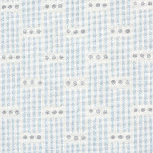 Sample - Schumacher Dotted Stripe Fabric in Sky For Sale