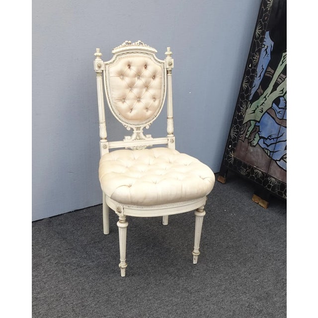 Rococo Vintage Rococo Louis XVI Style Off White French Chair For Sale - Image 3 of 11