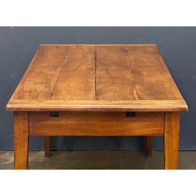 Large French Farm Table of Cherry Wood With Two Removable Leaves For Sale - Image 10 of 11