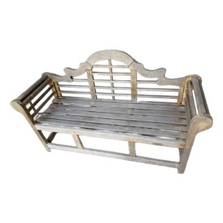 Vintage Distressed Conventry Teak Garden Bench For Sale